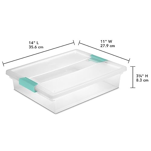 Image of Sterilite Clip Box, Stackable Small Storage Bin with Latching Lid, Plastic Container to Organize Office, Crafts, Clear Base and Lid, Large, 1-Pack