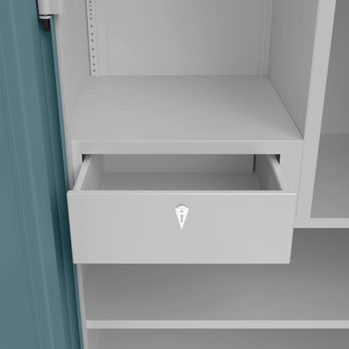 Image of Interio by Godrej Wardrobe H1 2-Door Steel Almirah (Blue Haze), 1-Year Warranty, 1 Drawer, 1 Locker