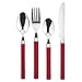 Renberg Cubertería de 24 Piezas en Acero Inoxidable, Color Rojo, Burgundy, centimeters