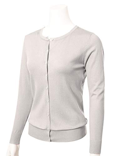Image of Allsense Women's Long-Sleeve Crewneck Cardigan | Classic Button Down Sweater, Soft Fine Knit, Lightweight