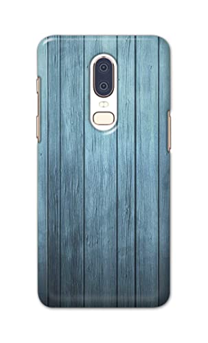 Image of Printed Hard Back Cover Case for OnePlus 6 Back Cover (Wooden Blue) -702