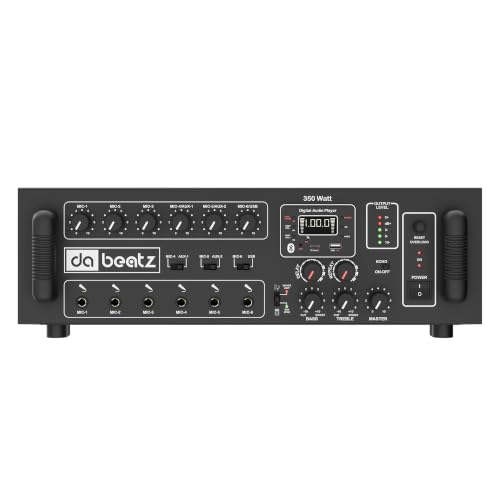 Image of DaBeatz 6-Channel Professional PA Mixer Amplifier 350W | Bluetooth, USB, FM, SD Card | Echo /Repeat Control | 3-Band EQ | 70V /100V /8Ω Output | Made in India