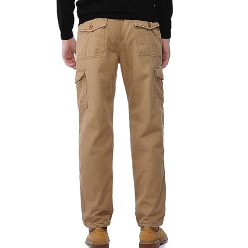 Maiyifu-GJ Men Fleece Lined Cargo Pants Winter Camo Multi Pockets Tactical Trousers Military Thermal Hiking Outdoor Pant4