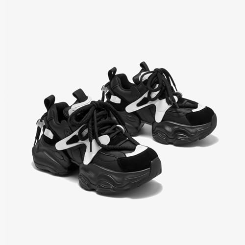 Image of BEAU TODAY Women's Walking Shoes, Chunky Platform Fashion Sneakers for Women, Comfortable Casual Lightweight Lace-up Gym Workout Athletic Tennis Shoes