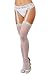 Dreamgirl Women's Sheer Garter Belt and Stockings Set, White, One Size