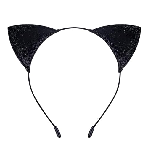 HolooVeranillo Cat Ears Headband Black Cat Ear Halloween Hairbands Adjustable Kawaii Animal Ear Headband for Women Girls Cosplay Costume Party Accessories (Black)