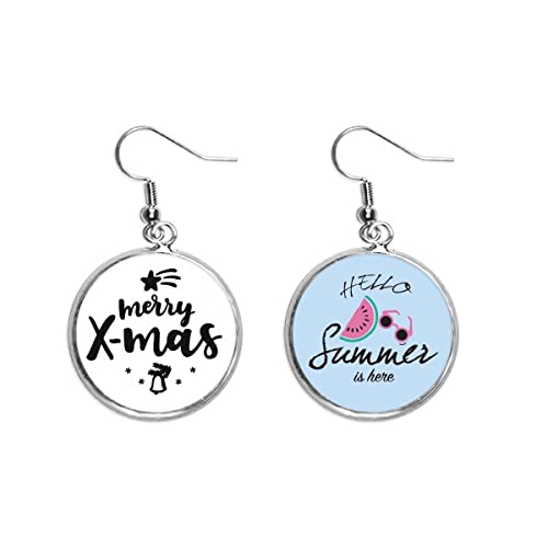 Pendientes de sandía Feliz Navidad joya divertida para lóbulo y verano