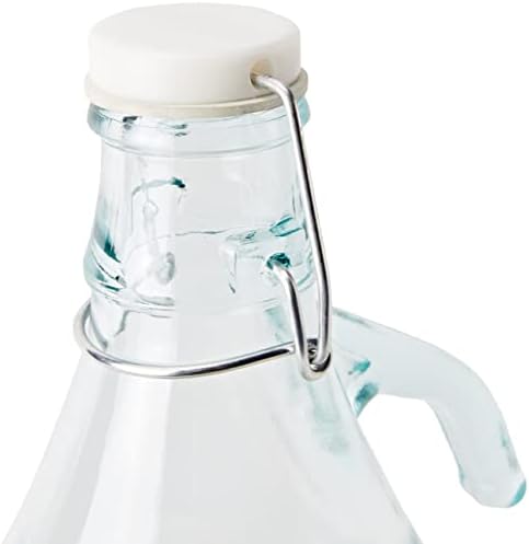Home Carboy with Mechanical Cap, 5 Litres, Glass, Transparent/Beige, 18 x 18 x 35 cm