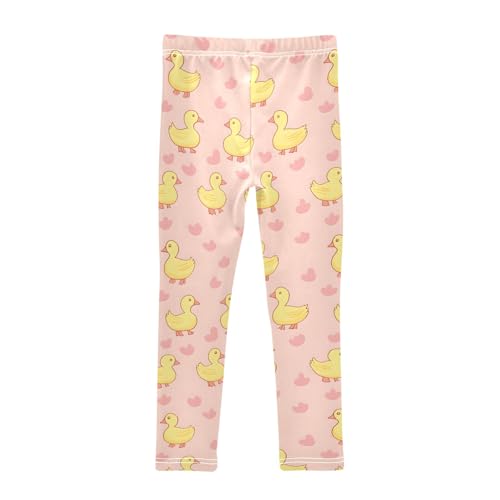 Yellow Duck Heart O Girls Leggings Athletic Pants Tights Stretch Bottom2