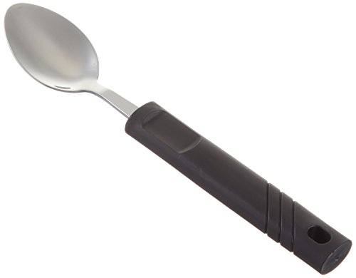 Sammons Preston Lightweight Stainless-Steel Teaspoon, 7.125" Long, 1.1 oz, Durable Black Nylon Handle, Light Weight Utensil for Eating with Arthritis or Weak Grip, Outdoor Dining & Camping Cutlery
