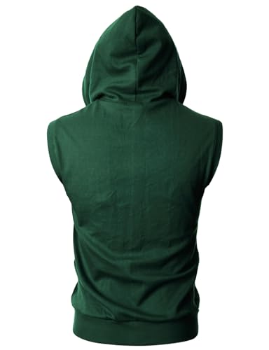 Image of Ohoo Mens Slim Fit Sleeveless Lightweight Zip Up Hooded Sweatshirt Vest Hoodie
