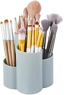 YAKALIKA Plastic Makeup Brush Organizer for Desk, Round Cosmetics Brushes Holder with 4 Compartment, Storage Cup for Lipsticks, Hair Accessories, Beauty Tool in Vanity, Bathroom, Dresser ( Green )