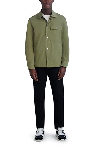 Karl Lagerfeld Paris Men's Chest Pocket Lt Weight Jacket, Olive
