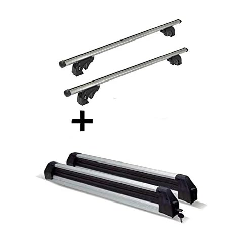 Portaesquís VDP Silver Ice extensible + Baca LION1 compatible con Seat Ateca Cover