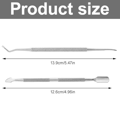 2 PCS Nagelhautschieber, Edelstahl Cuticle Pusher, 2 in 1 Profi Nagelschieber Spatel Pusher, Edelstahl Nagelhautentferner Werkzeug für Maniküre und Pediküre (Silber)