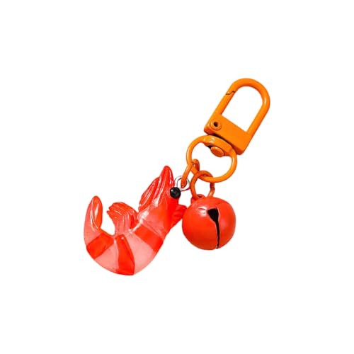 ジングリングサウンドアロイデザインを備えた遊び心のあるエビのキーチェーン日常のために吊り下げ飾りユニークなロブスターギフト