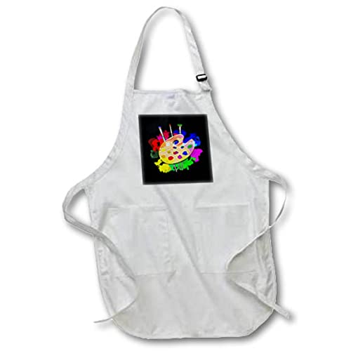 BLACK Full Length Apron with Pockets 22w x 30l - A painter art palette with art brushes and paint. Creative Studios – Artist Art Career