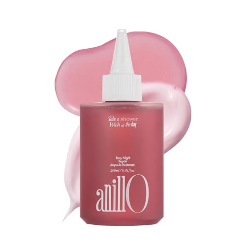 ANILLO Rosy Night Hair Ampoule Treatment for Damaged Hair – Water-to-Cream Repair Formula with Peptides & Amino Acids – Frizz Control, Color Safe, Silicone-Free, Floral Musk Scent – 6.76 fl oz