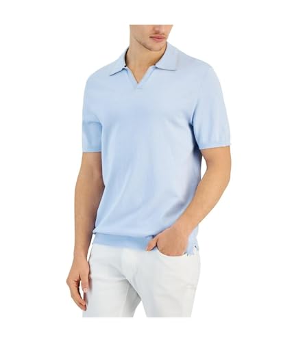 Alfani Mens Open-Collar Polo Sweater, Blue, X-Large