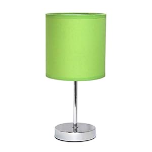 Simple Designs LT2007-GRN Chrome Mini Basic Table Lamp with Fabric Shade, Green