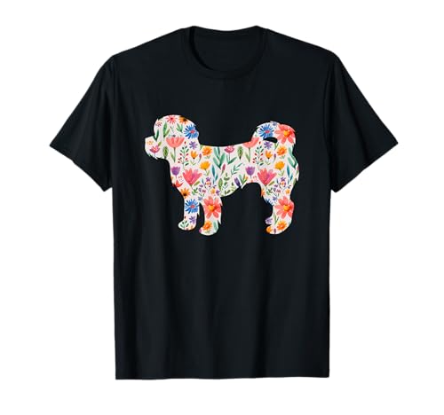 Shih Poo watercolor flowers design T-Shirt