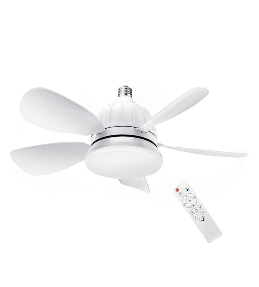 White Ventilatore da Soffitto con Luce LED 12W E27 Bianco
