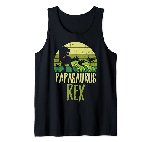 Uomo Papasaurus Trex Funny Fathers Day Dinosaur Dad Daddy Men Canotta