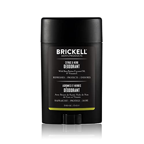 Brickell Men's Products Desodorante natural para hombres, natural y orgánico, sin aluminio, alcohol ni bicarbonato de sodio, 78 ml (Cítricos y Hierbas)