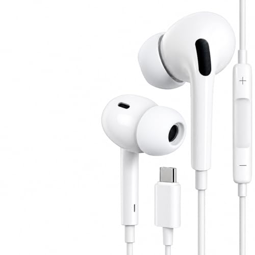 Image of Type-C Wired Earphones Compatible with iPhone 15, 16, 17, 17 Pro, iPad & All USB-C Devices | Hi-Fi Stereo Sound, Deep Bass, Built-in Mic, Volume Control, Noise Isolation, Comfortable C Device ip61