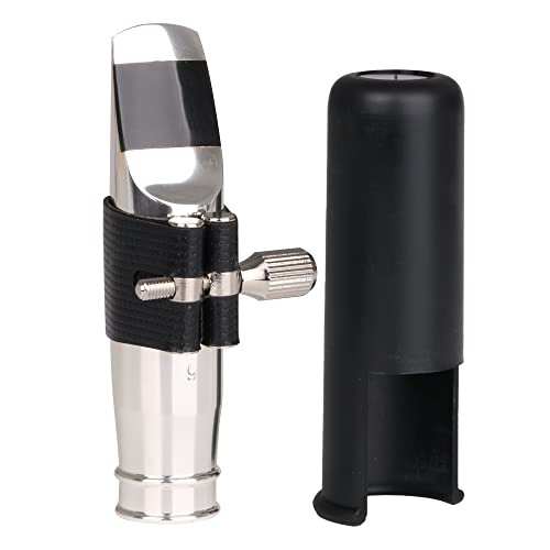 Yibuy Jazz Style B-flat Alto Saxophone Sax Mouthpiece Silver 9# PU Leather Cap