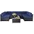 Crownland 7-Piece Outdoor Patio Furniture Sets, All-Weather Black Wicker Rattan Sectional Sofa, Modern Glass Coffee Table and Washable Seat Cushion with YKK Zipper (Dark Blue)