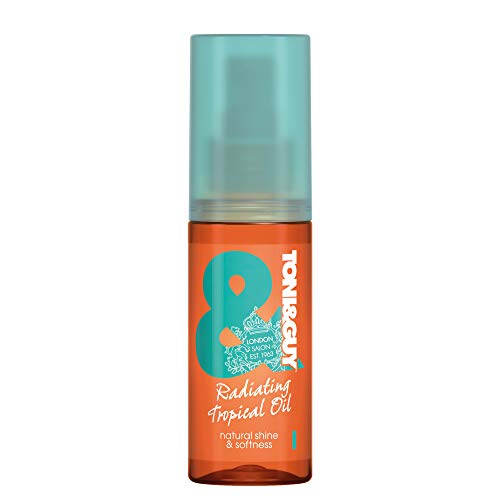 Toni&Guy Texture & Tousle Radiating Tropical Oil Haarolie voor zijdezacht haar en natuurlijke glans, haarolie voor alle haartypes, haarolie met uv-bescherming, laat geen vettige resten achter, 50 ml