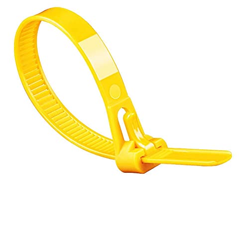GGoty Kabelbinder Wiederverschließbar Lang 600mm/350mm/500mm Bunt/Grün/Weiß/Schwarz,Breit 4,8/7.5, Kabelbinder Wiederverwendbar,100 Stück, Nylon,Wiederlösbar (Color : Yellow, Size : 7.5x250mm) Cover