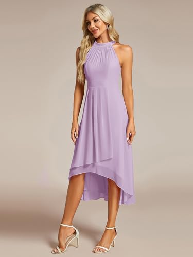 Image of Ever-Pretty Women's Halter Chiffon Midi Cocktail Wedding Guest Dress