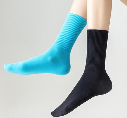 Image of Womens Colorful Basic Sock -Unique Knit Cotton Crew Socks 3 Pack