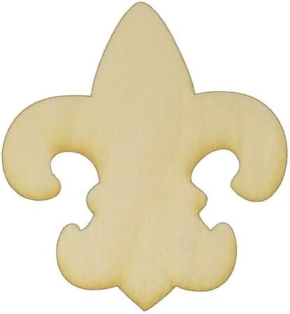 Package of 10, Small 2.75 X 3 X 1/4 Baltic Birch Plywood Simple Fleur De Lis Wood Cutout for Art & Craft Project, Made in USA