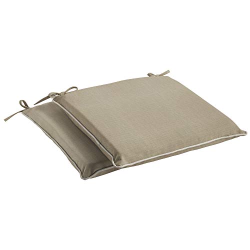 Sorra Home Sunbrella Indoor/Outdoor Cushion Corded Chair Pad Set, 17 in x 17 in x 2 in, Canvas Taupe/Canvas Natural 2 Count