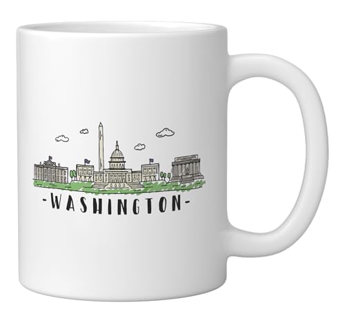 Taza cerámica vintage Washington DC Skyline blanca miniatura 2