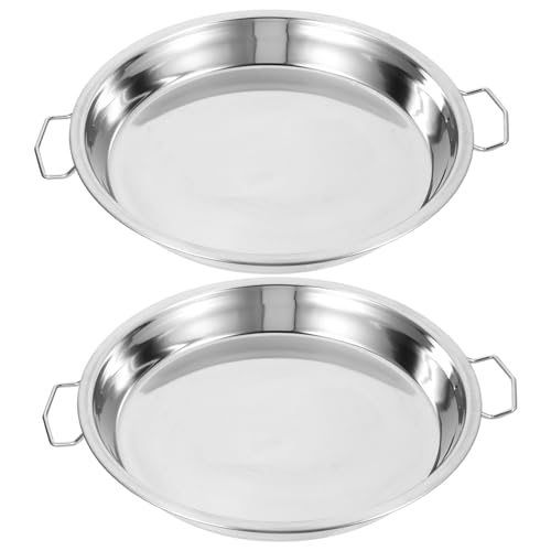 HOLIDYOYO Padella Per Paella In Acciaio Inox 2 Pezzi Padella Spagnola In Acciaio Inox Con Doppi Manici Padelle Antiaderenti Da 23 Cm Per Campeggio E Raccolta Forno E Induzione Argento