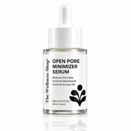 Image of The Wellness Shop Open Pore Minimizer Face Serum 30ml | Enriched with Niacinamide | Reduces Enlarged Pores, Oil Control & Acne Care | Blackhead Reduction & Improves Skin Texture
