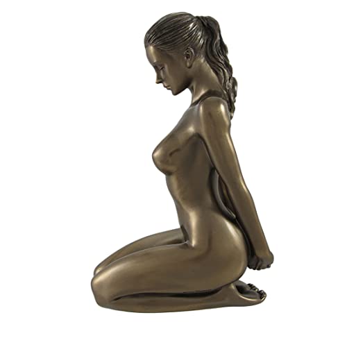Estatua femenina desnuda arrodillada color bronce 5.88 pulg miniatura 2