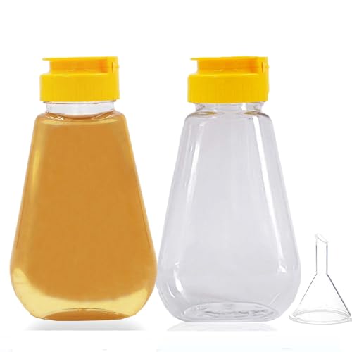 Paquete de 2 botellas vacías de plástico para miel con embudo, tarros de miel de 200 ml, dispensador de miel a prueba de fugas, contenedor de condimentos para salsa de tomate, mostaza, aderezo, salsa, Paquete de 2 botellas vacías de plástico para miel con embudo, tarros de miel de 200 ml, dispensador de miel a prueba de fugas, contenedor de condimentos para salsa de tomate, mostaza, aderezo, salsa,