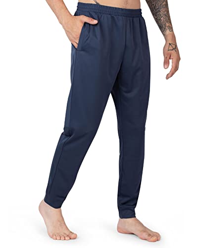 Apana Mens Track Pant Mixed Media Woven Yoga Training Jogger Sweatpants With Pockets (Slate, Large) #TOP10