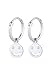 Elli Pendientes Creoles Ladies Smiley Emoji Trend con cristales de zirconia en plata de ley 925 bañada en oro