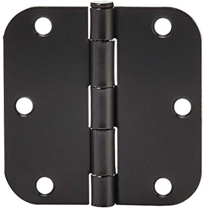 Amazon Basics Rounded 3.5 Inch x 3.5 Inch Door Hinges, 18 Pack, Matte Black