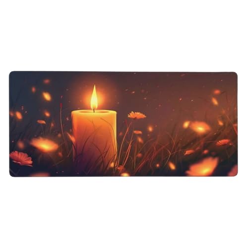 Alfombrilla Gaming, Alfombrilla Ratón Grande, Alargar Lavable la Almohadilla del Ratón, Base Antideslizante de Caucho, Mejora de la Velocidad y la Precisión, PC Computadora, 800x400x4mm, Velas Z-469