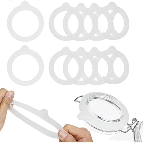 10 juntas herméticas de silicona de repuesto para tapas de tarros de vidrio (blanco)