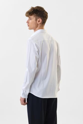 Image of SNITCH Men Formal Shirt | Slim Fit Full Sleeve Classic Collar Solid Pattern | Premium Cotton Blend & Breathable Fabric for Office