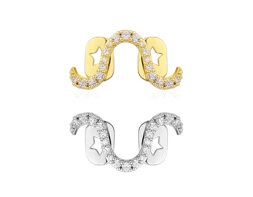 2 PCS Twisted Wave Full Diamond Iced Out Gold-plated Diamond Gold and Silver Grillz Teeth Cap for Bottom or Upper