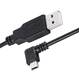 CERRXIAN Dash Cam Power Cord, 9.8FT 90 Degree Mini USB Cable, Angle Mini USB B Male to USB A 2.0 Male Data Sync and Charging Cable for Garmin Nuvi GPS,Canon,Dash Cam (3m, Black Right Angle)